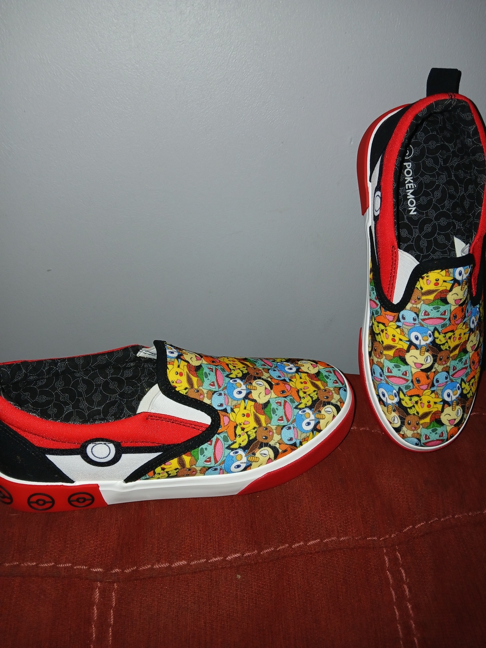 Pokemon Kids Slip-On Shoes - Red, Black, White, Multi